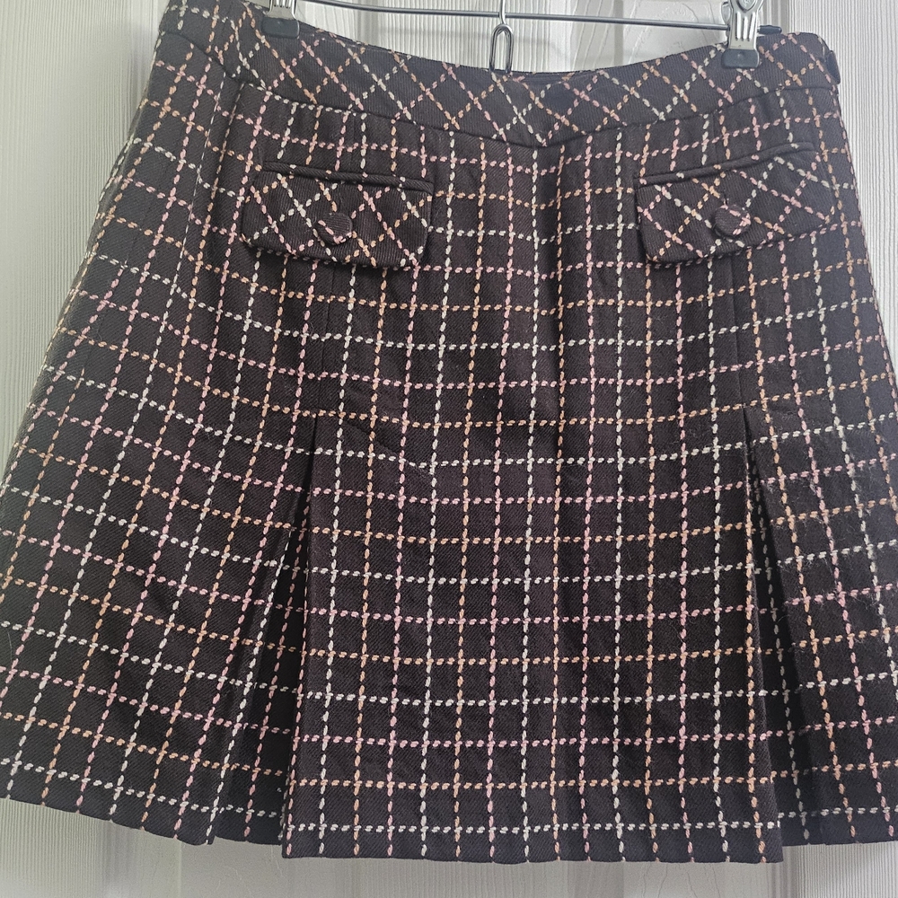 LOFT Brown and Black Mini A-Line Skirt